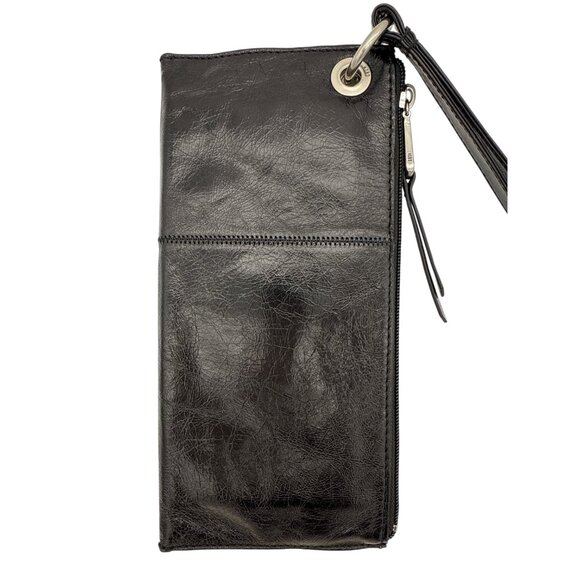 Hobo Vida Wristlet Clutch Wallet Black Polished Leather Dust Bag Included NWT - Picture 3 of 9